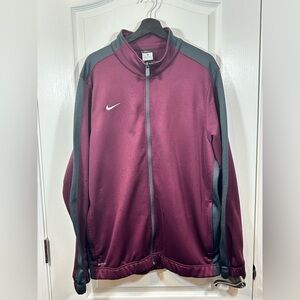 Nike Dri-Fit Men’s Full Zip DRY-FIT Jacket, Maroon & Gray, Size XL